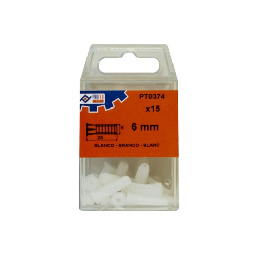 TACO PLASTICO BLANCO C/6 PZS - 9 MM