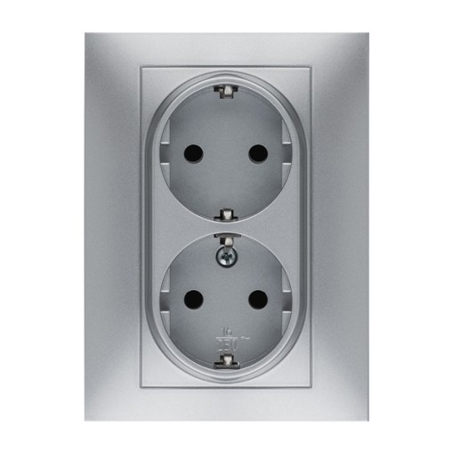 BASE ENCHUFE EMPOTRAR ALUMINIO DOBLE - 16 A