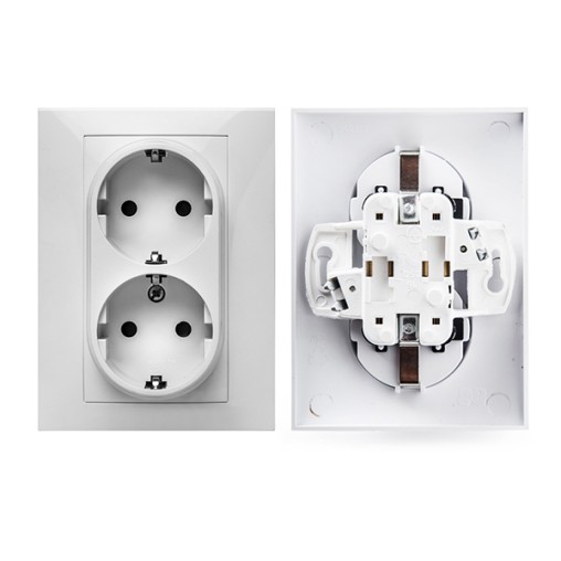 BASE ENCHUFE EMPOTRAR BLANCO DOBLE - 16 A