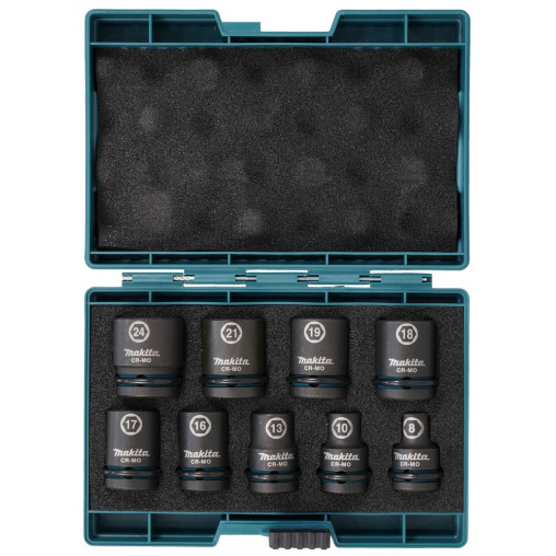 E-16564 Estuche de llaves de vaso Impact Black, 1/2", 9 pcs