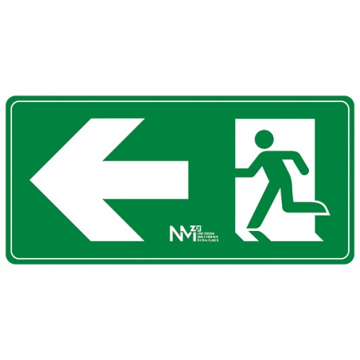 SEÑAL EVACUACIÓN FLECHA IZQUIERDA PVC CLASE B - 100X40X120