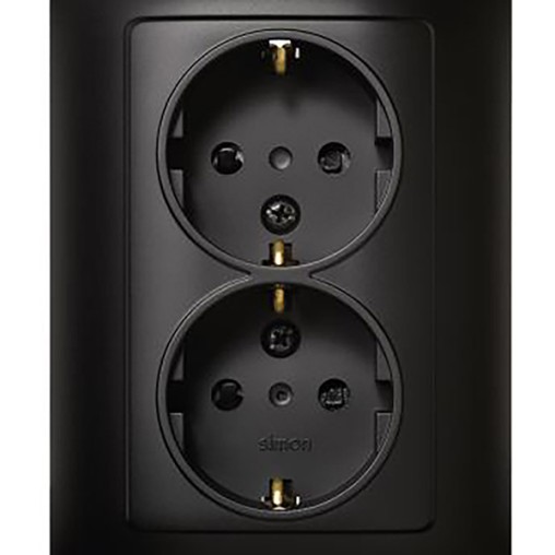 BASE ENCHUFE EMPOTRAR NEGRO DOBLE