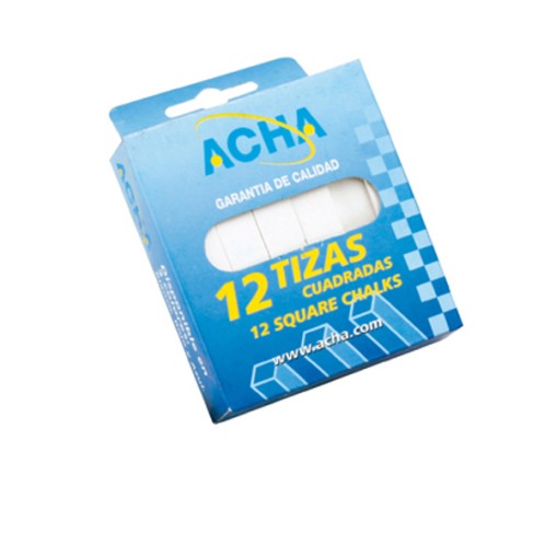 TIZA CUADRADA BLANCA PQ 12 PZ - 90X13X13MM