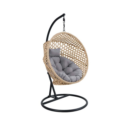 SILLON COLGANTE PLEG NATURAL C/COJIN GRIS