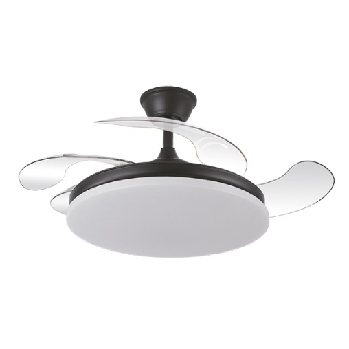 VENTILADOR TECHO C/LUZ 4 ASP RETRACTIL NEGRO