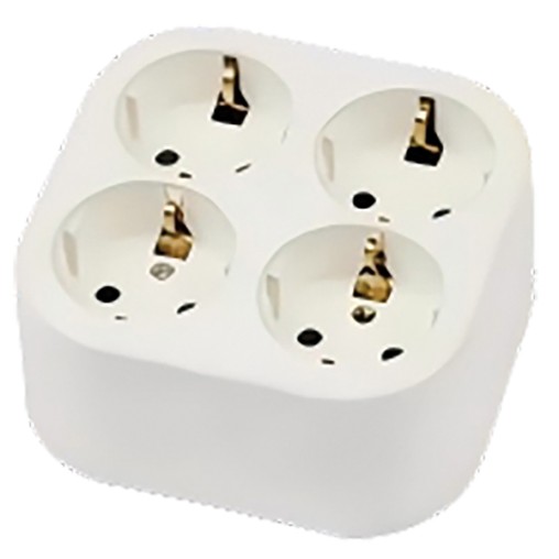 BASE MULTIPLE 10/16A 4T TT S/CABLE CUADRADA
