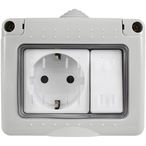 CONMUTADOR Y BASE SUPERFICIE ESTANCO SCHUKO C/TT