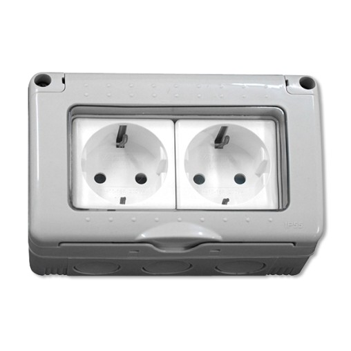 BASE DOBLE SUPERIFICIE ESTANCO SCHUKO C/TT IP55