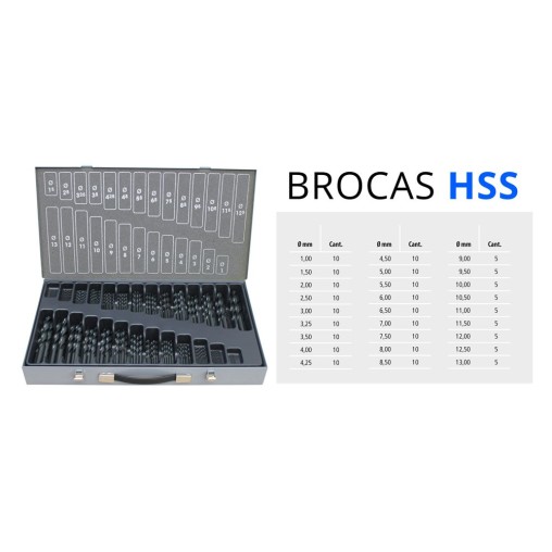 Maletín de brocas DIN-338N HSS 1-13 x 0,5 mm