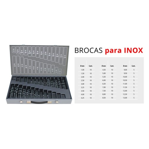 Maletín de brocas para inox de 1 a 13 mm
