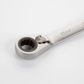 LLAVE ACODADA CON CARRACA REVERSIBLE 10X11 ALYCO
