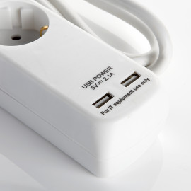 BASE MÚLTIPLE CON INTERRUPTOR 6 ENCHUFES Y 2 USB CABLE 3X1,5 1,4 METROS ALYCO
