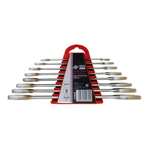 LLAVE FIJA 2 BOCAS JGO 8 PZ - 6-22 MM