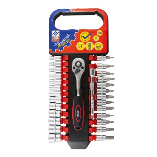 LLAVE VASO JGO 28 PZ +CARRACA - 1/4''