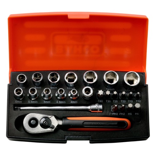 LLAVE VASO JGO 25 PZ+CARRACA - 1/4''