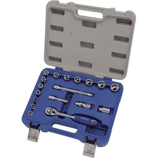 LLAVE VASO JGO 18 PZ+CARRACA - 3/8''