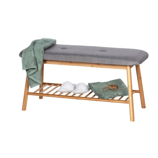 BANCO ACOLCHADO BAMBU BAHARI - 90X45X34CM