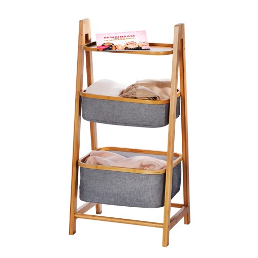 ESTANTERIA 2CESTA BAMBU BAHARI - 44X91X34CM