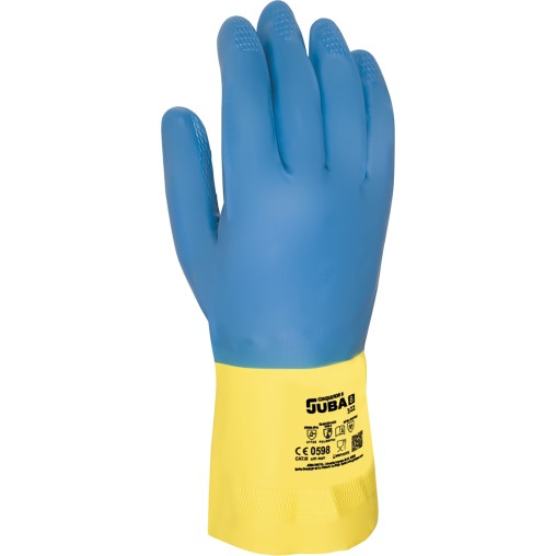 (12 u.)  GUANTE LATEX IND AZUL/AMAR - T. 10