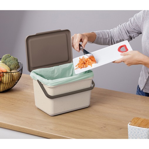 CUBO BASURA ORGANICO SMART MARRON - 6 L