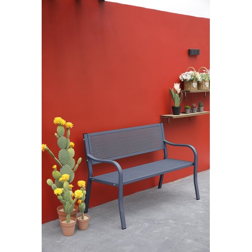 BANCO ACERO AZUL LIBIA - 123X39X84