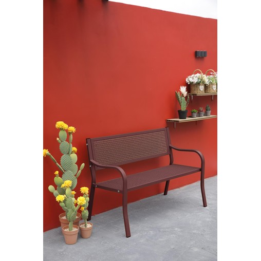 BANCO ACERO ROJO LIBIA - 123X39X84