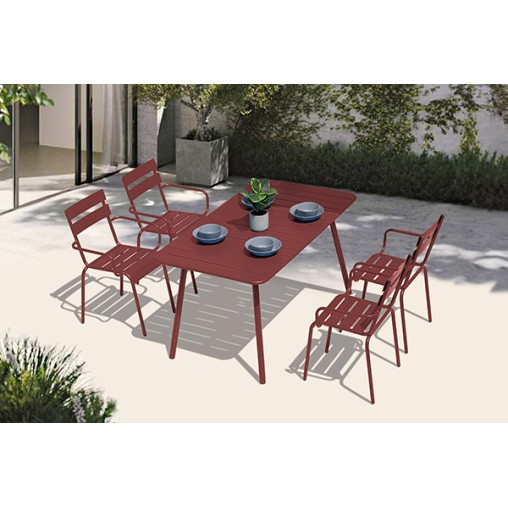 MESA ACERO ROJA LIBIA - 140X80 CM