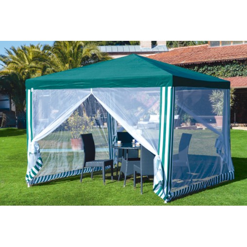 CENADOR ACERO VERDE C/MOSQUIT - 3X3X2.5M