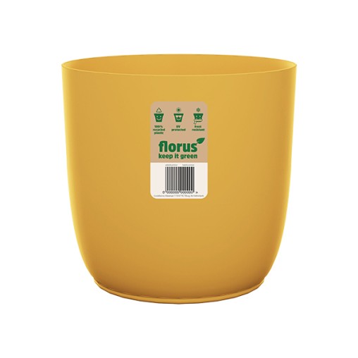 CUBREMACETA INT. FLOW FLOWERPOT MOSTAZA - 18 CM