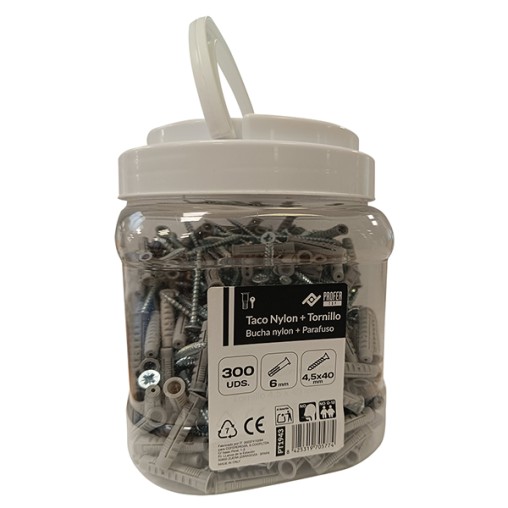 TACO NYLON + TORNILLO B/300 - 6X30 MM