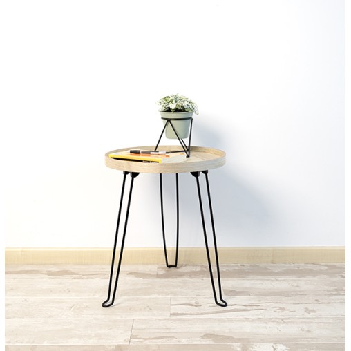 MESA AUXILIAR ACERO MADERA - 40X48 CM