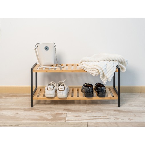 ZAPATERO BAMBU PATAS ACERO 2 ALTURAS - 69X24.5X31