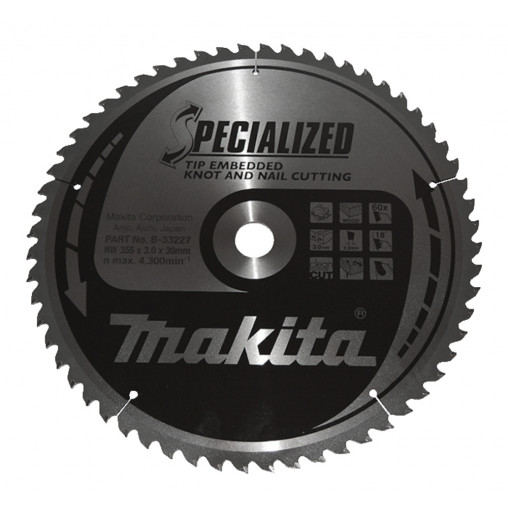 B-33227 Disco sierra circular , Specialized T.C.T, 355 x 30 mm, 60 D