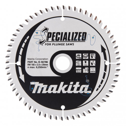 B-56786 Disco sierra circular , Specialized T.C.T, 165 x 20 mm, 60 D