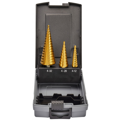 D-46573 Estuche de brocas escalonadas TiN