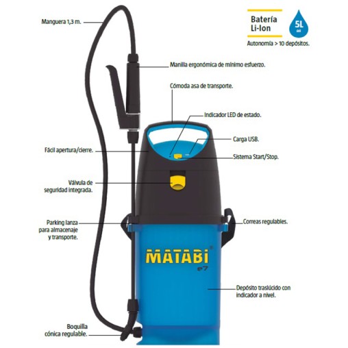 PULVERIZADOR ELECTR BATERIA E7 - 5 L