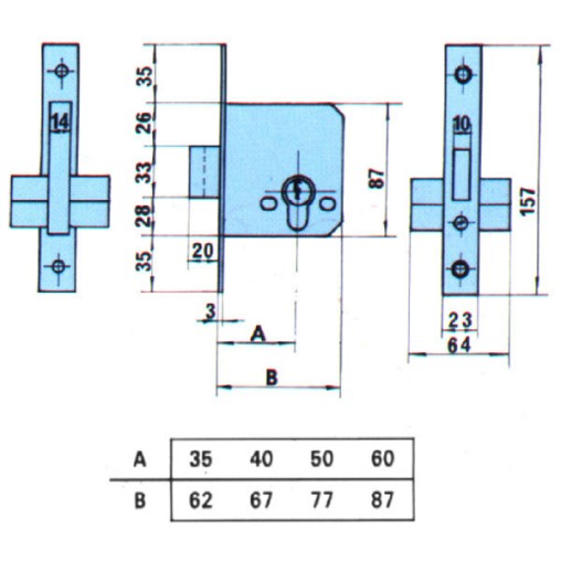 CERRADURA EMBUTIR HL - 50 MM